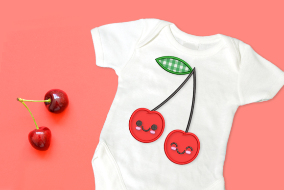 Cartoon Cherries Applique: Sweet, Stitch-Ready Charm